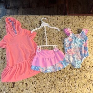 Tommy Bahama Kids Swim One Piece Set - Pink and Blue